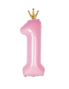 balon folie cifra 1 roz pastel