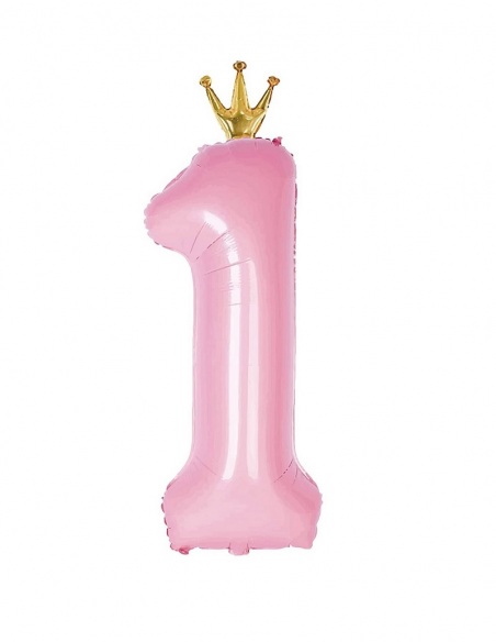 balon folie cifra 1 roz pastel