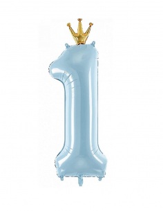 balon folie cifra 1 bleu pastel
