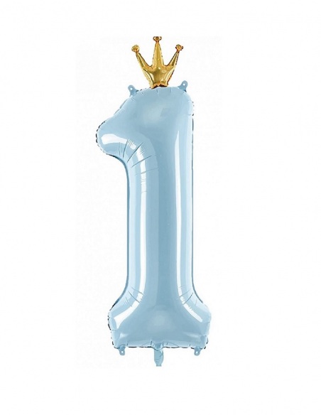 balon folie cifra 1 bleu pastel