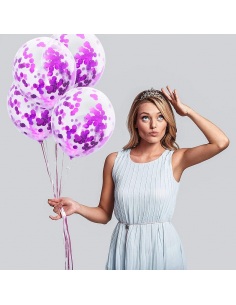 baloane latex cu confetti roz 2