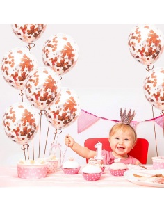 buchet baloane rose gold confetti 2