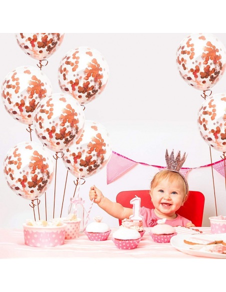 10 baloane cu confeti rose gold