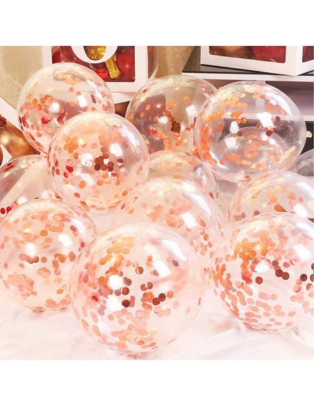 Set 6 baloane cu confetti rose gold, 30 cm