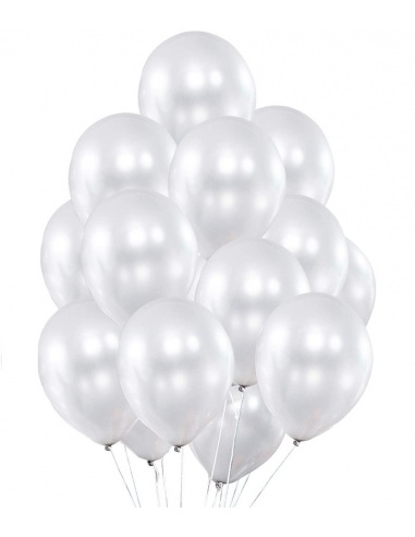 Set 25 baloane alb perlat, 30 cm