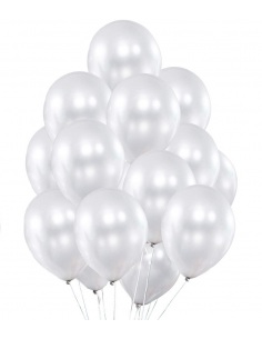 Set 50 baloane alb perlat, 30 cm