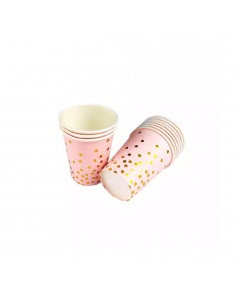 Set pahare petrecere roz cu buline