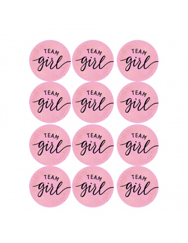 Sticker Team Girl, Gender reveal, 12 buc