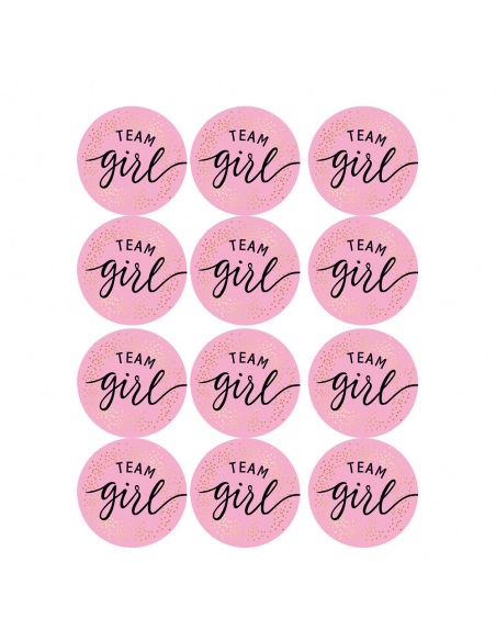 Sticker Team Girl, Gender reveal, 12 buc