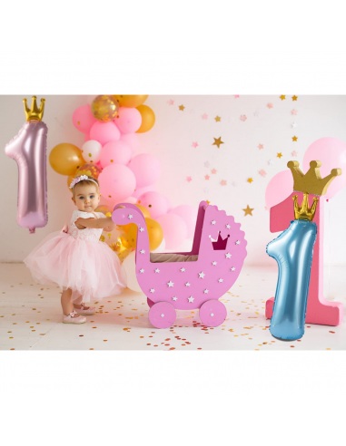 Balon cifra 1, roz pastel, 81 cm