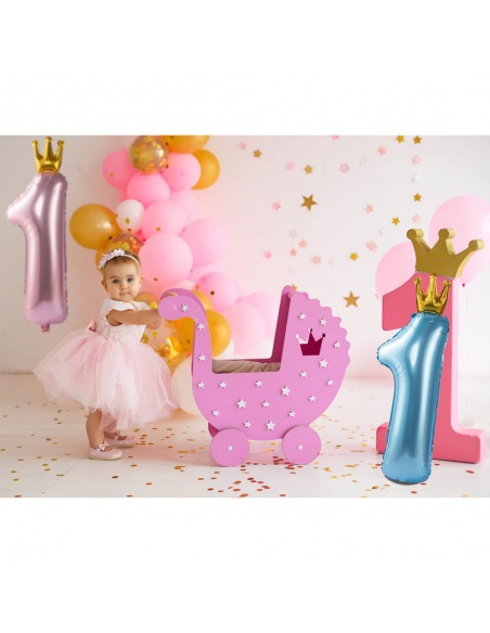 Balon cifra 1, roz pastel, 81 cm