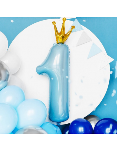 Balon cifra 1, bleu pastel, 81 cm