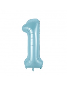 balon folie cifra 1 bleu pastel