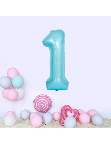 decor balon cifra 1 bleu pastel