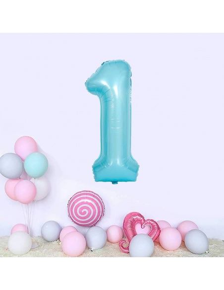 decor balon cifra 1 bleu pastel