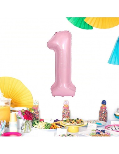 Balon cifra 1, roz pastel, 100 cm