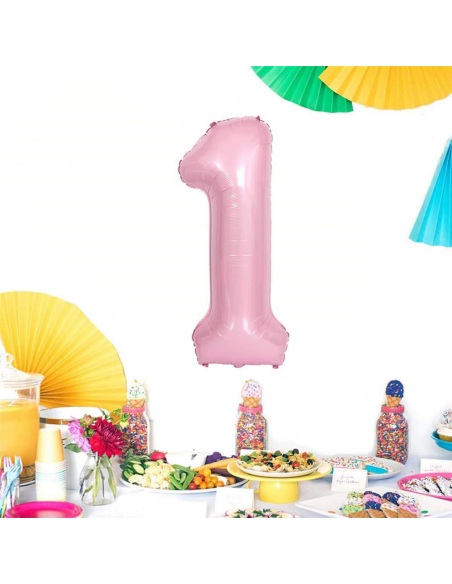 Balon cifra 1, roz pastel, 100 cm