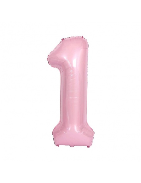 Balon cifra 1, roz pastel, 100 cm
