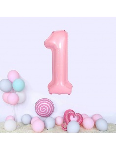 Balon cifra 1, roz pastel, 100 cm 2
