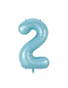 balon din folie cifra 2 bleu pastel