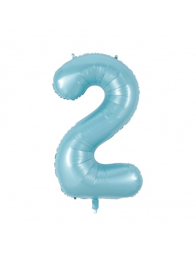 balon din folie cifra 2 bleu pastel