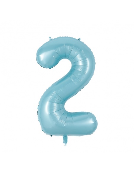 balon din folie cifra 2 bleu pastel