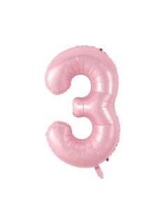 balon folie cifra 3 roz pastel 100 cm