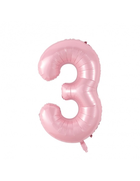 balon folie cifra 3 roz pastel 100 cm