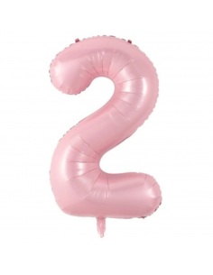 Balon folie, cifra 2, roz pastel, 100 cm
