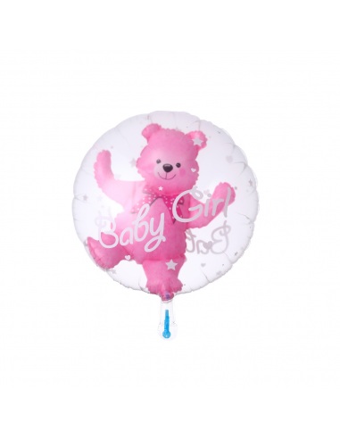 balon bobo cu urs roz baby girl
