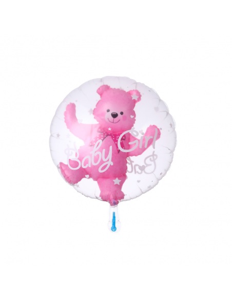 balon bobo cu urs roz baby girl