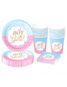 set vesela pentru petrecerea gender reveal