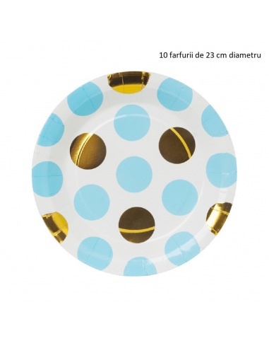 farfurii de unica folosinta bleu cu auriu