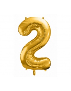 balon cifra 2 auriu din folie metalizata