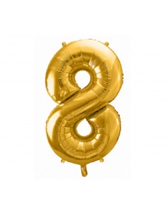 balon cifra 8 auriu din folie metalizata