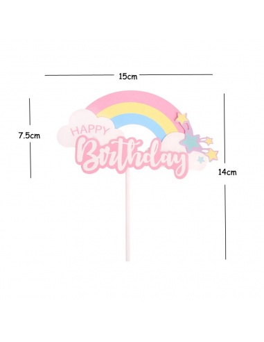 Topper tort Happy Birthday Curcubeu