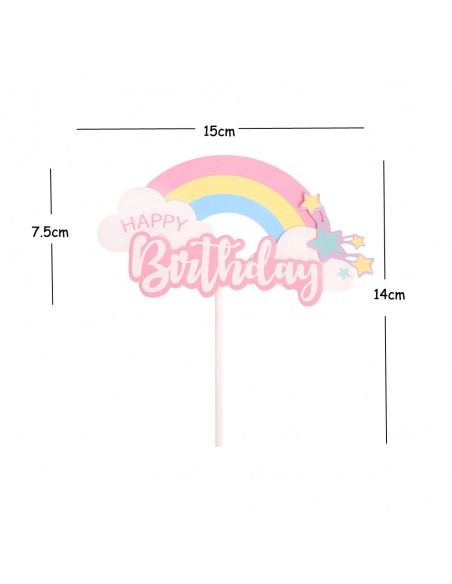 Topper tort Happy Birthday Curcubeu