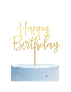 Topper tort Happy Birthday auriu