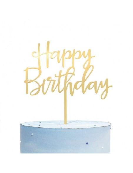 Topper tort Happy Birthday auriu
