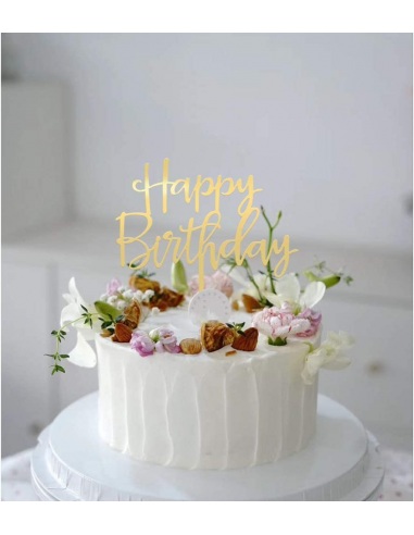 Topper tort Happy Birthday auriu