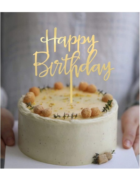 Topper tort Happy Birthday auriu