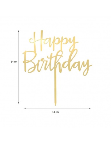 Topper tort Happy Birthday auriu