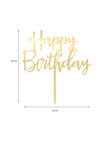 Topper tort Happy Birthday auriu