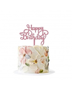 Topper tort Happy Birthday rose gold