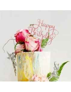 Topper tort Happy Birthday rose gold 2