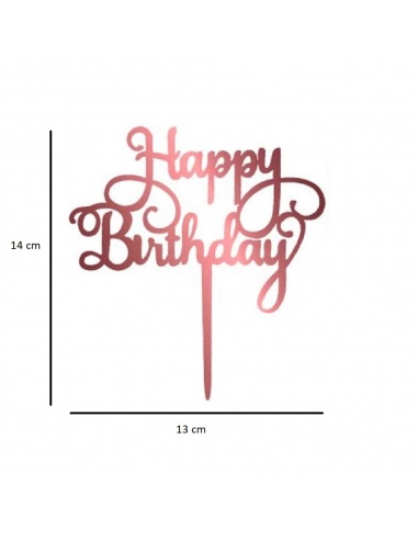 Topper tort Happy Birthday rose gold