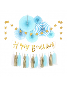 Kit decoratiuni Happy Birthday bleu